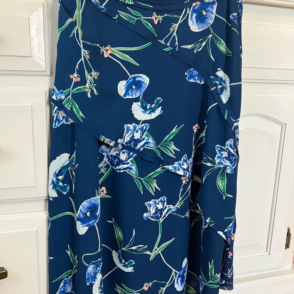 Morning Glory Floral Blue Skirt
